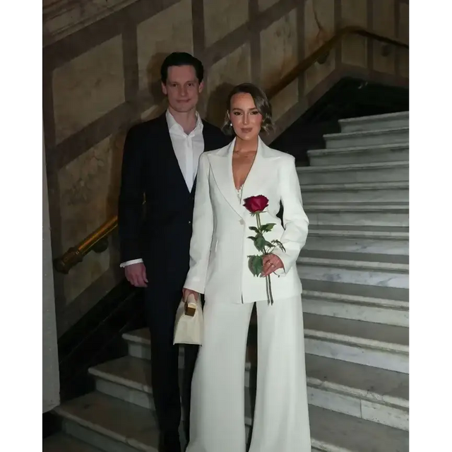 Carla Zampatti Ivory Crepe Long Line Jacket and Palazzo Pant - 6 / White - Outfit Sets