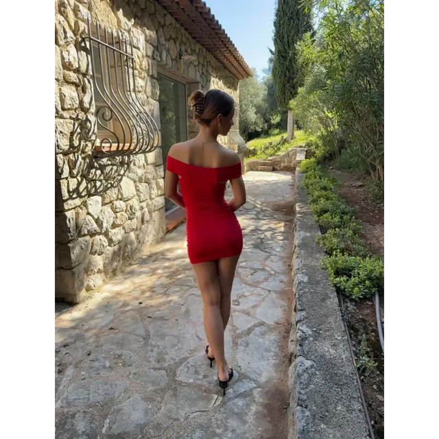 Carmana Off Shoulder Mini Dress Red - 6 / Red - Dresses