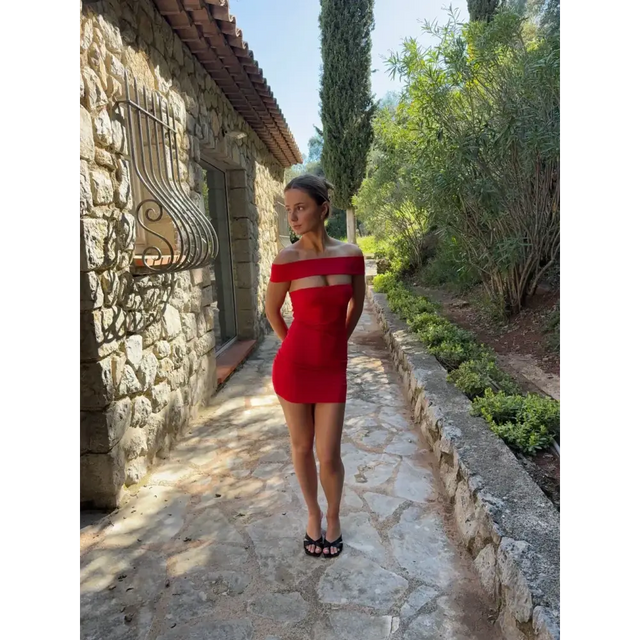 Carmana Off Shoulder Mini Dress Red - 6 / Red - Dresses