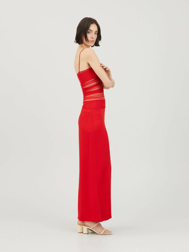 Christopher Esber Contrast Sheer Panel Red Dress - 4 - Dresses