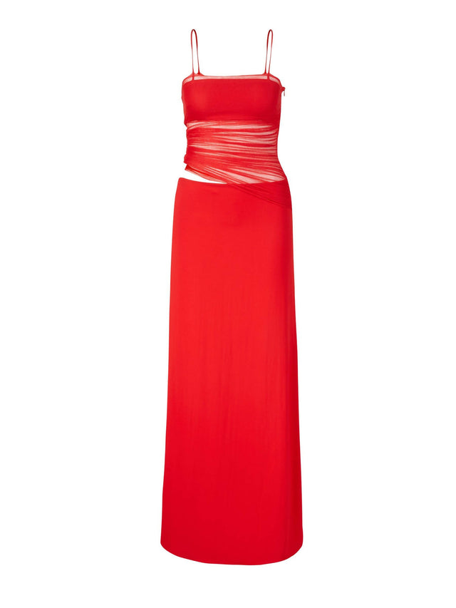 Christopher Esber Contrast Sheer Panel Red Dress - 4 - Dresses