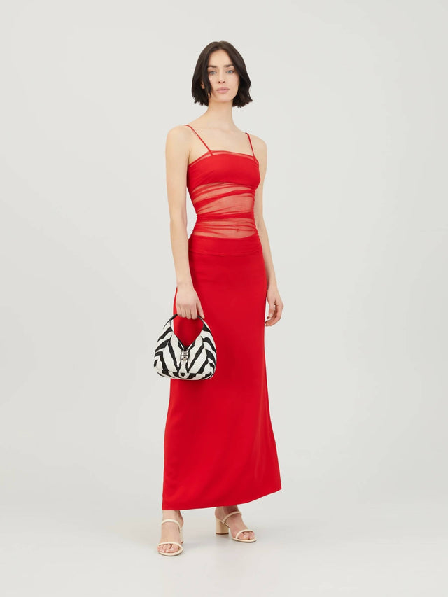 Christopher Esber Contrast Sheer Panel Red Dress - 4 - Dresses