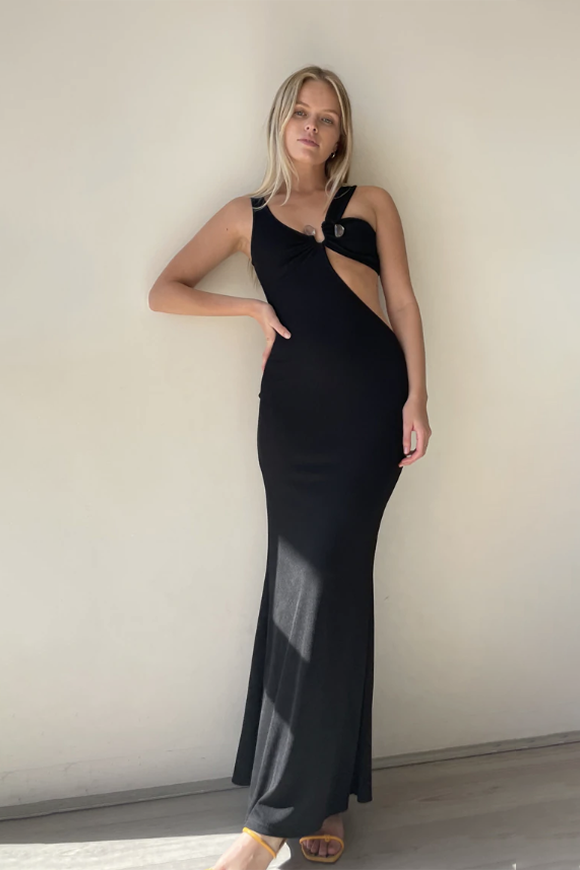 Christopher Esber Disconnect S Buckle Split Dress Black - 8 / Black - Dresses