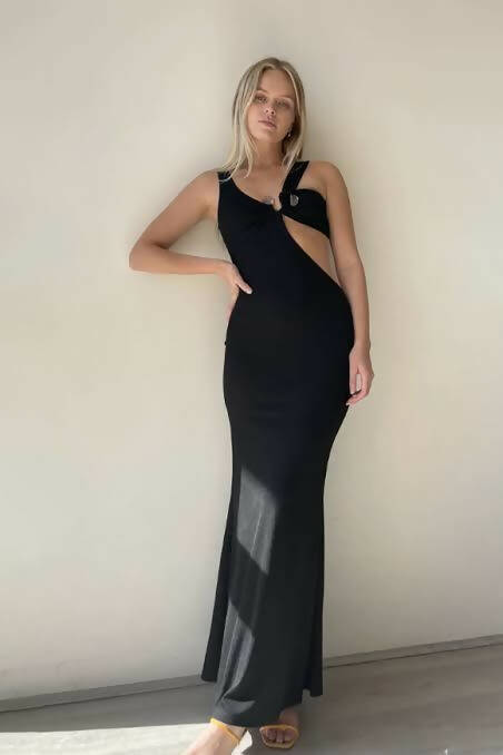 Christopher Esber Disconnect S Buckle Split Dress Black - 8 / Black - Dresses