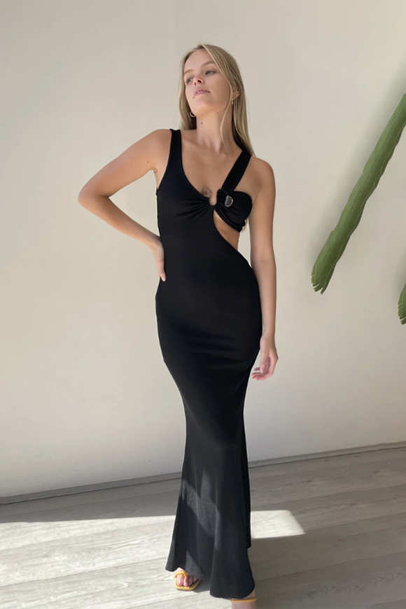 Christopher Esber Disconnect S Buckle Split Dress Black - 8 / Black - Dresses