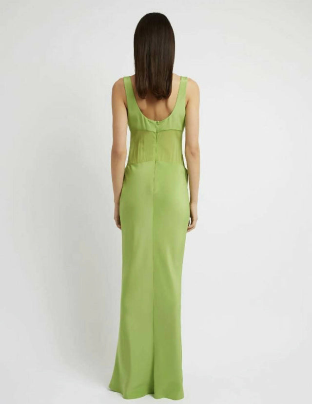 Christopher Esber Draped Satin Cowl Torso Maxi Dress in Apple - Dresses