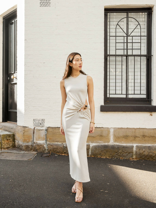 Christopher Esber Folia Float Buckle Dress - 6 / Cream - Dresses