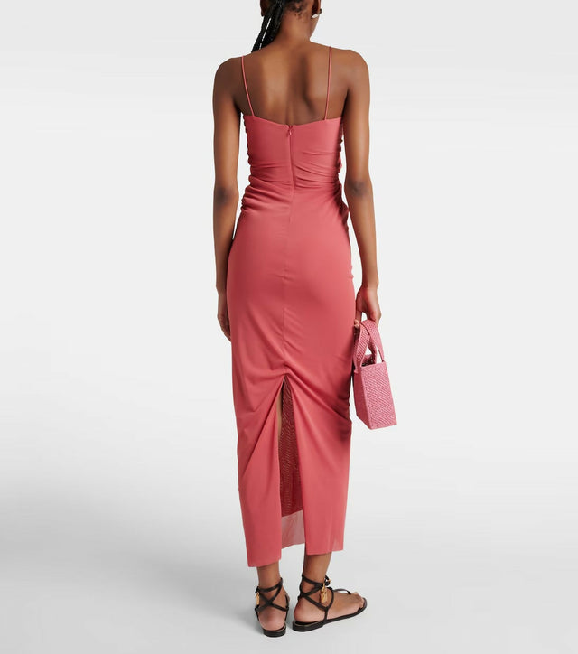 Christopher Esber Molded Venus Cutout Mesh Maxi Dress in Cayenne/Rose - 6 / Pink - Dresses