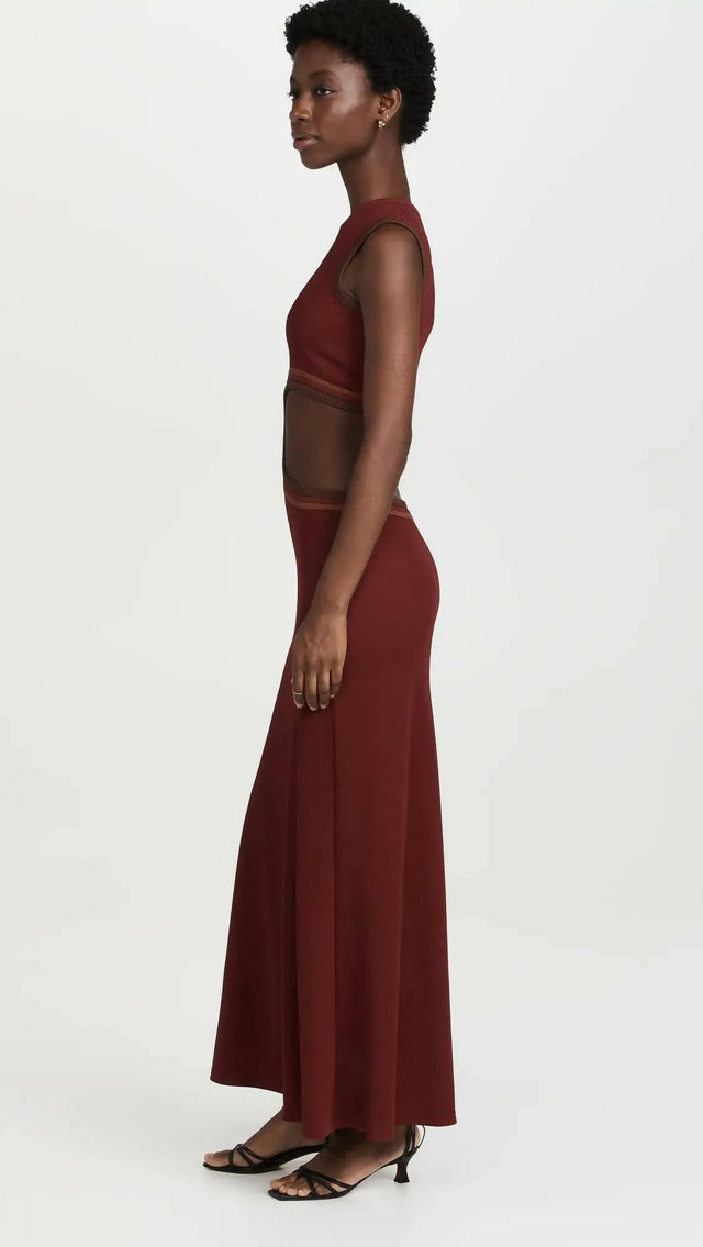 Christopher Esber Multi Paisley Cutout Midi Dress in Burgundy - 8 / Red - Dresses