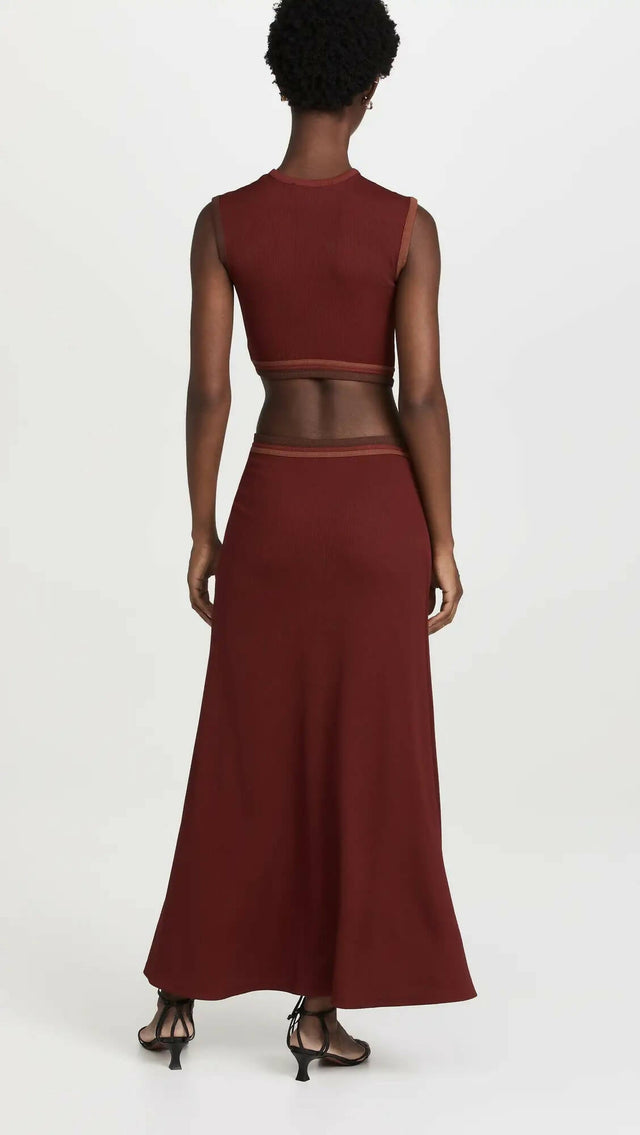 Christopher Esber Multi Paisley Cutout Midi Dress in Burgundy - 8 / Red - Dresses