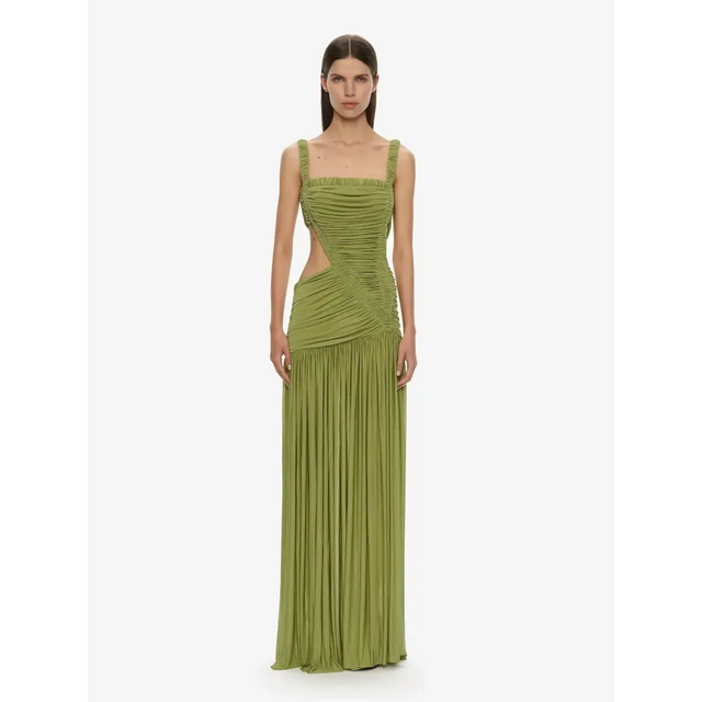 Christopher Esber Orion Separation Gown in Green Olive - Dresses