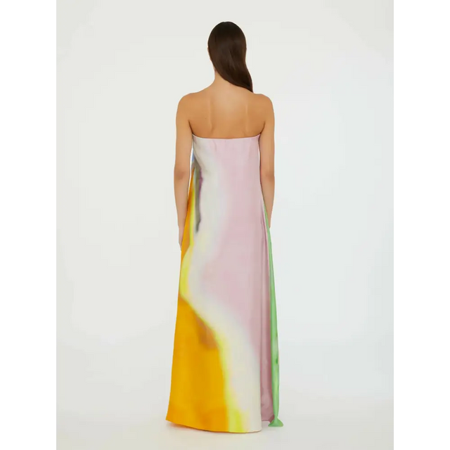 Christopher Esber Printed Silk Satin Gown Maxi Dress Tangelo Aura Size 6 - 6 / Multi - Dresses