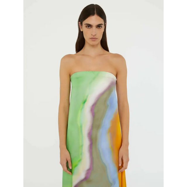 Christopher Esber Printed Silk Satin Gown Maxi Dress Tangelo Aura Size 6 - 6 / Multi - Dresses