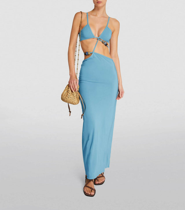 Christopher Esber Quartz Displace Maxi Dress - 6 / Blue - Dresses