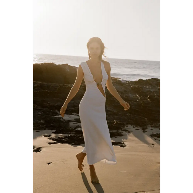 Christopher Esber Quartz Split Ruched Tank Dress - 8 / Ivory - Dresses