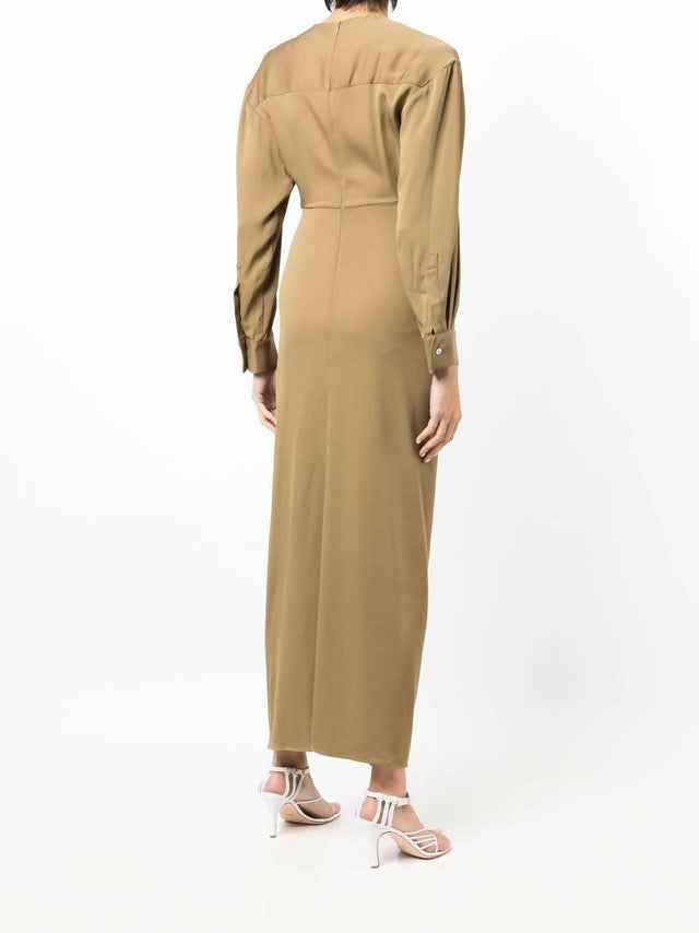 Christopher Esber Ruched Disconnect Shirt Dress in Olive - Dresses