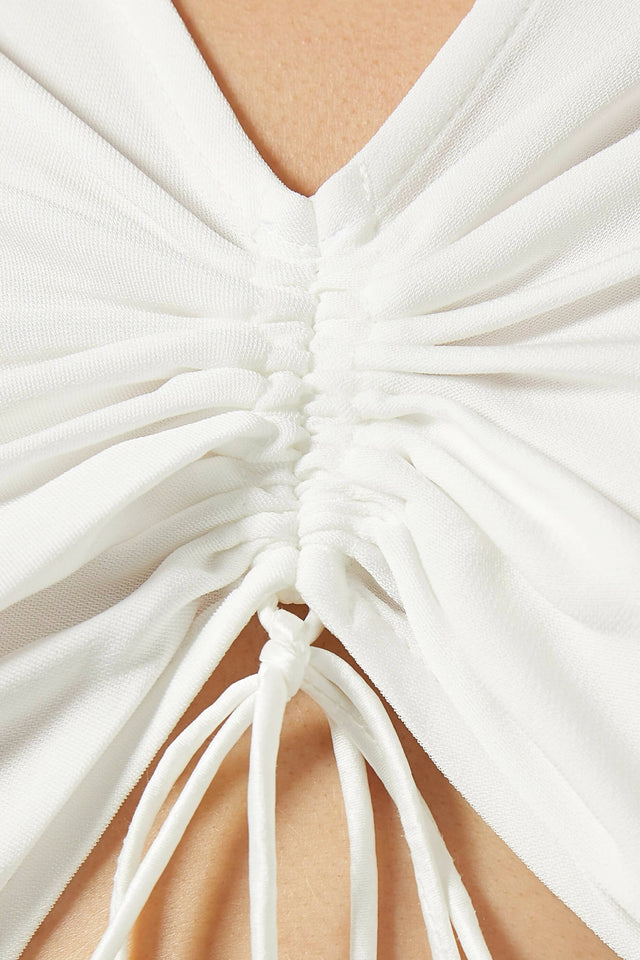 Christopher Esber Ruched Disconnect Shirt Dress in White - Dresses