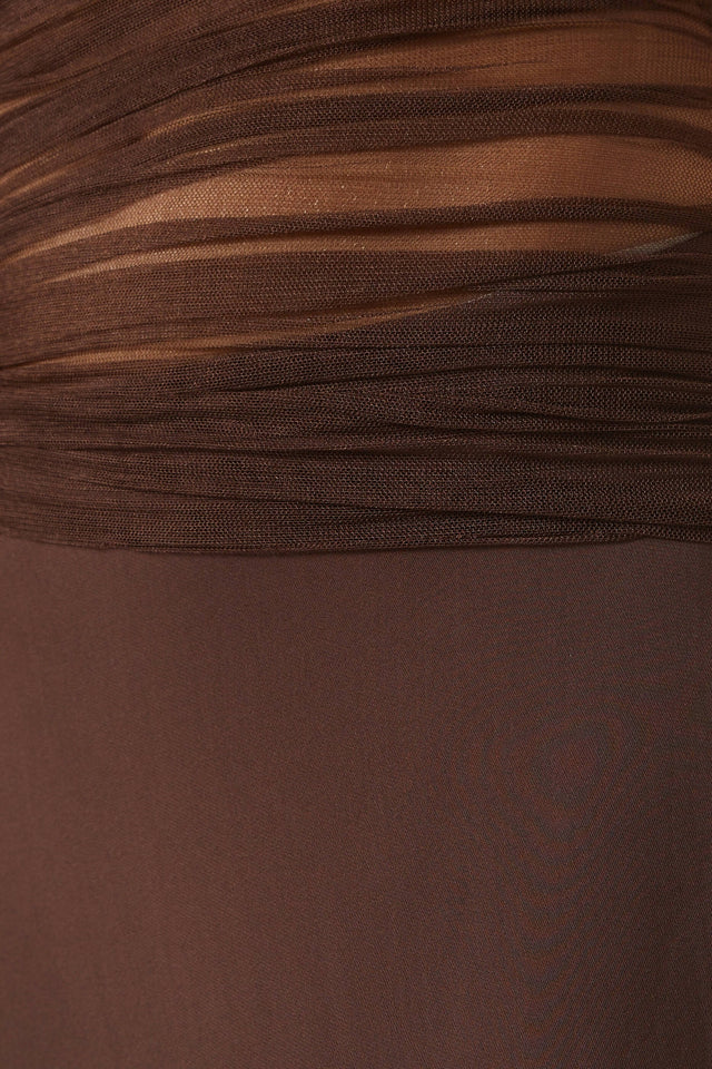 Christopher Esber Sheer Panel Maxi Dress in Chocolate - 6 / Brown - Dresses