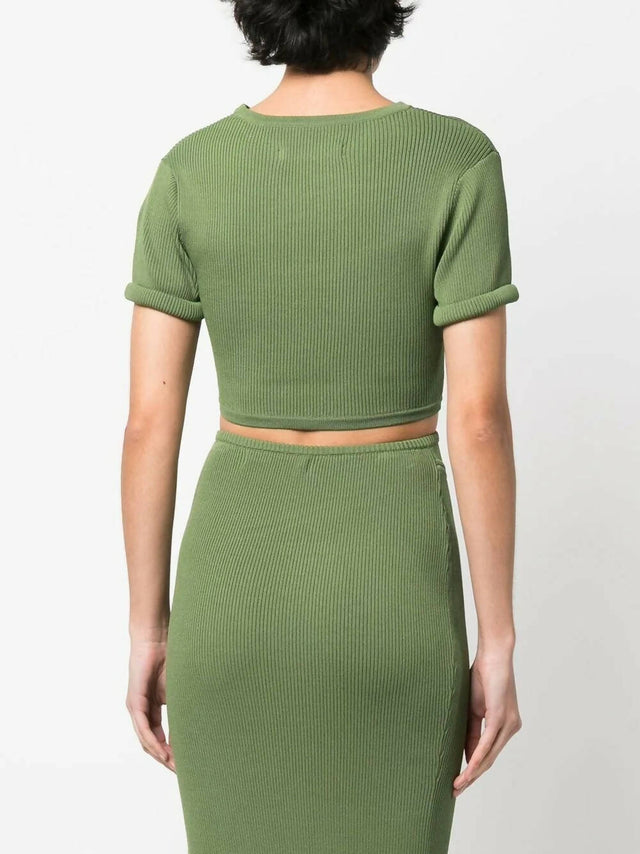 Christopher Esber Slashed Crop Tee and Skirt Set | Vert Green - 6 / Green - Outfit Sets