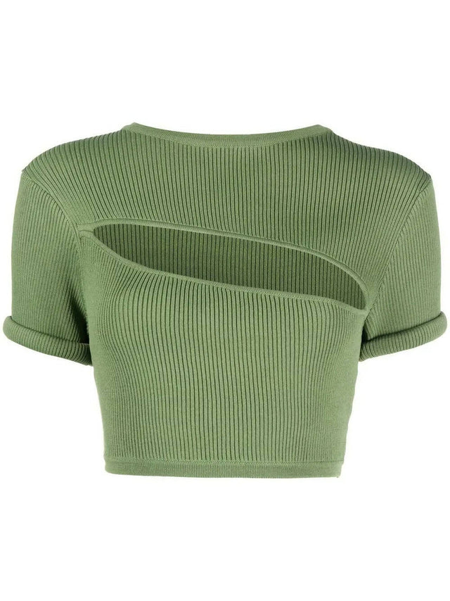Christopher Esber Slashed Crop Tee and Skirt Set | Vert Green - 6 / Green - Outfit Sets