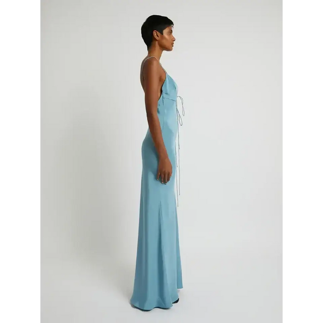 Christopher Esber Slope Tie Silk Dress - 6 / Blue - Dresses