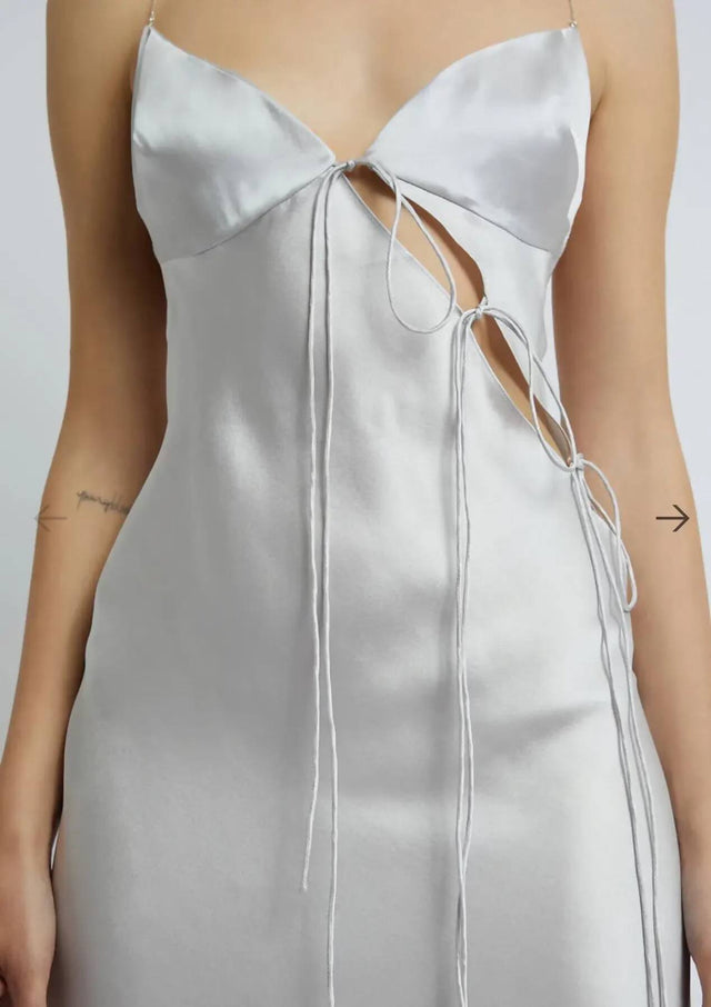 Christopher Esber Slope Tie Silk Maxi Dress in Silver - 6 / Silver - Dresses