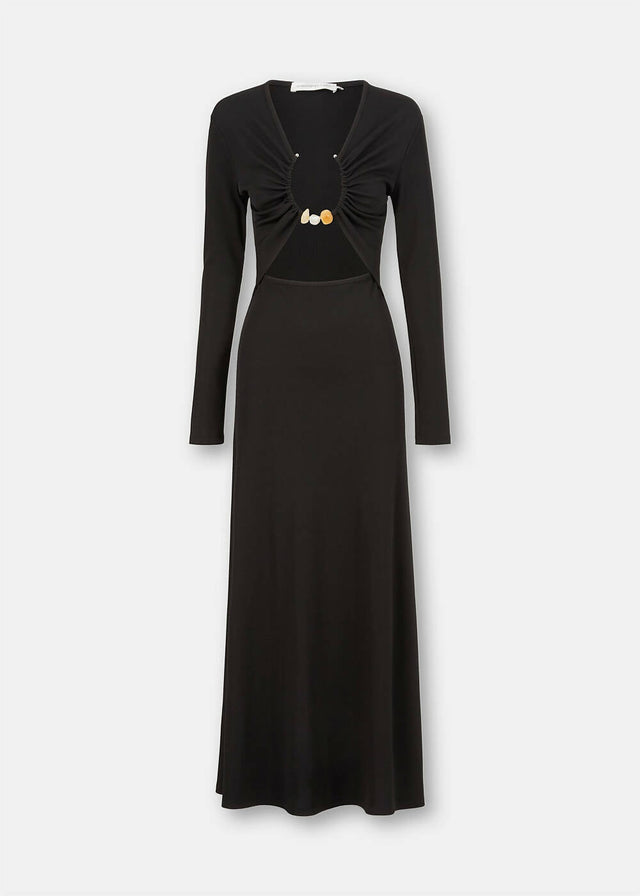 Christopher Esber Split Quartz Long Sleeve Midi Dress in Black - 8 / Black - Dresses