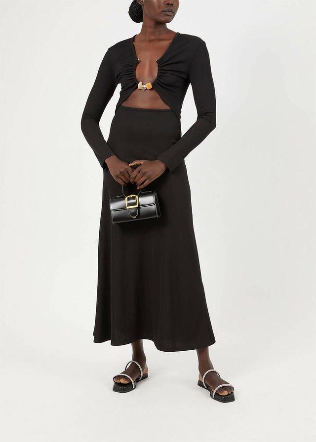 Christopher Esber Split Quartz Long Sleeve Midi Dress in Black - 8 / Black - Dresses