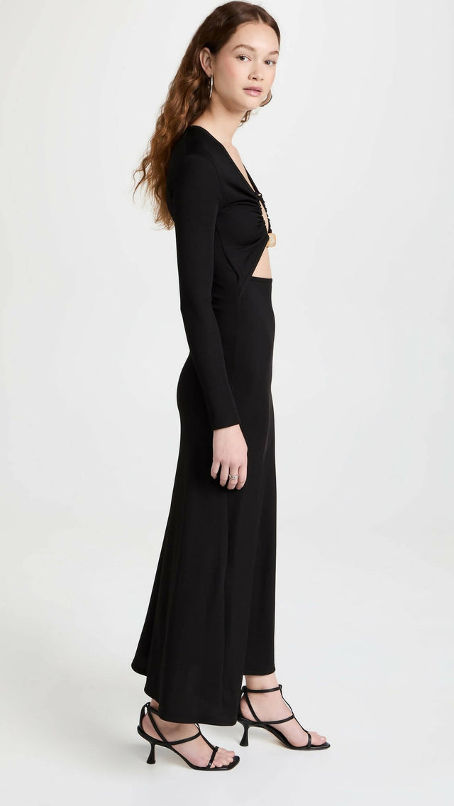 Christopher Esber Split Quartz Long Sleeve Midi Dress in Black - 8 / Black - Dresses