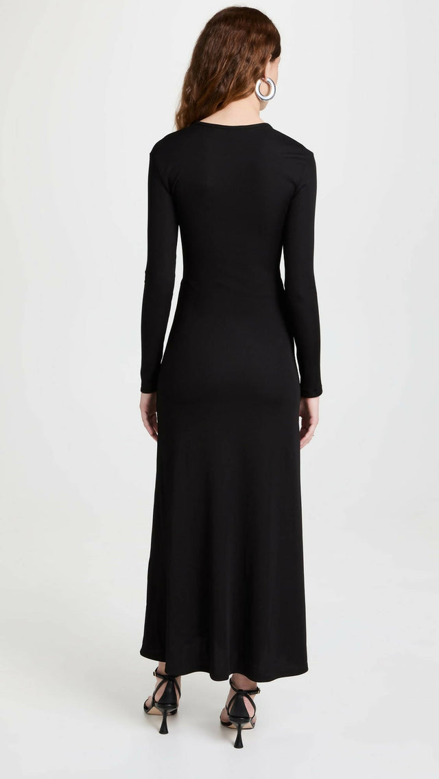 Christopher Esber Split Quartz Long Sleeve Midi Dress in Black - 8 / Black - Dresses