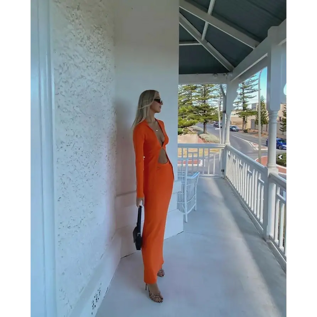 Christopher Esber Variegated Rib Knit Set - 8 / Orange - Outfit Sets