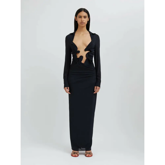 Christopher Esber Venus Plunge Shirt Dress Black Size 6 - 6 / Black - Dresses
