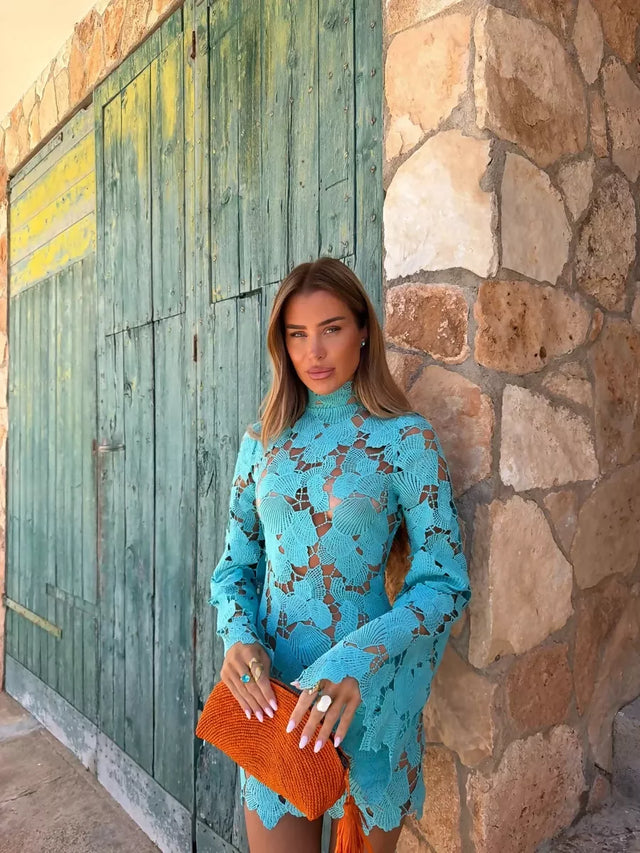 Studio Selea Turquoise Shell Embriodery Dress