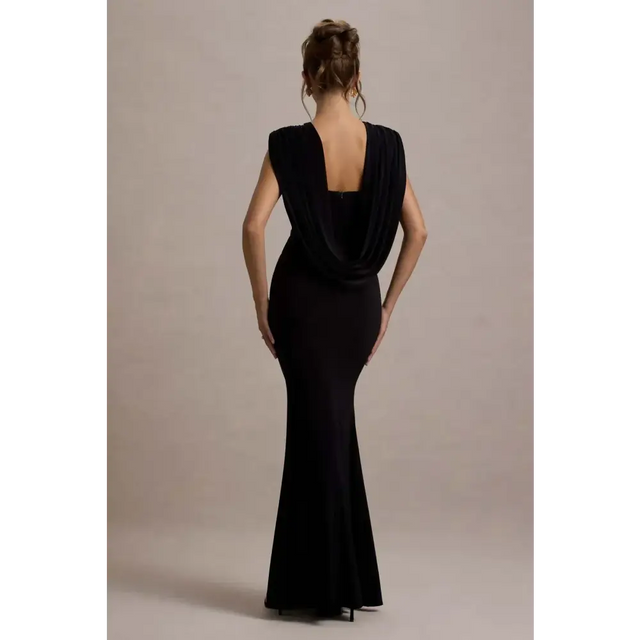 Club London To The Moon Cowl Back Dress Black - 8 / Black - Dresses