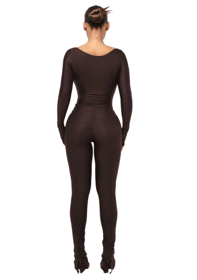 Cou Coo Lanai Long Sleeved Top and Leggings Set in Chocolate Brown Size S / AU 8 - 8 / Brown - Outfit Sets