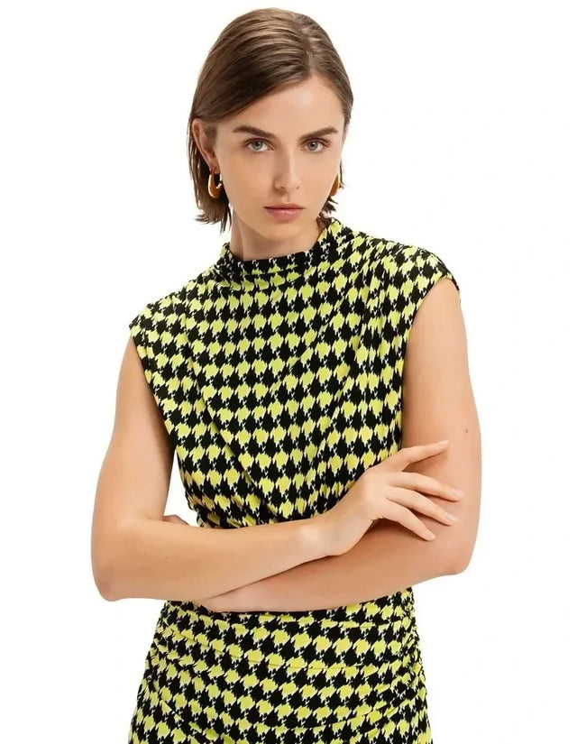 CUE Houndstooth Double Jersey Midi - 8 / Green - Dresses