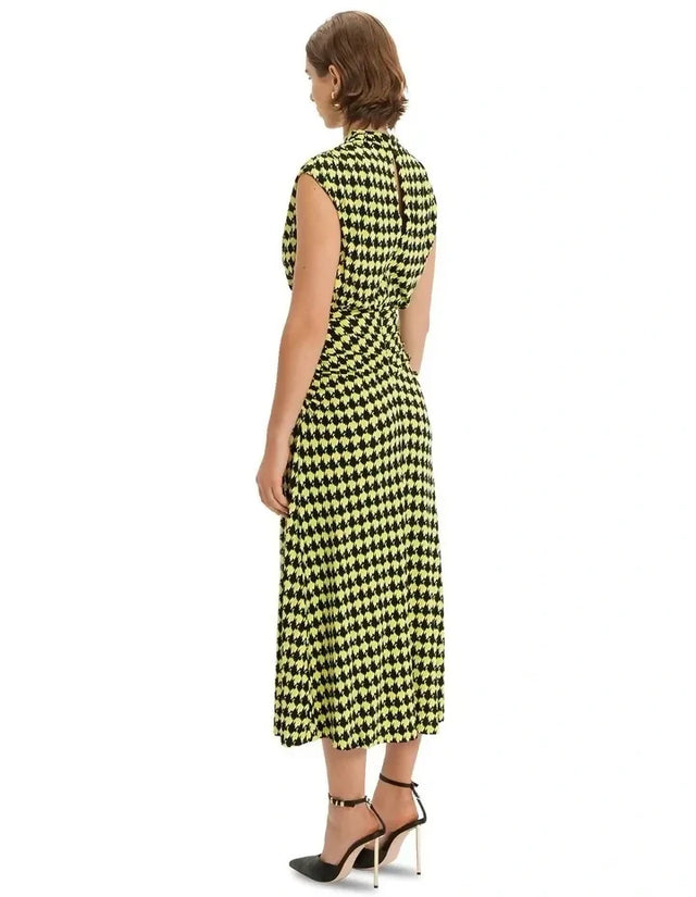 CUE Houndstooth Double Jersey Midi - 8 / Green - Dresses