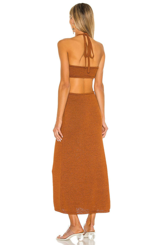 Cult Gaia Cameron Knit Dress - 12 / Brown - Dresses