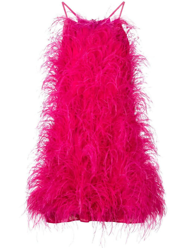 Cult Gaia - Cult Gaia Shannon Feather Dress in Pink Size S / AU 8