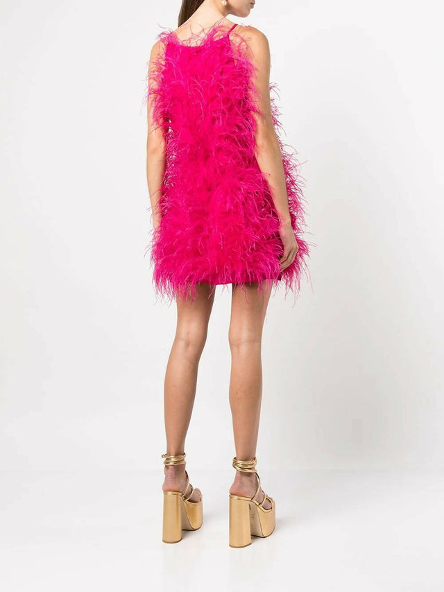 Cult Gaia - Cult Gaia Shannon Feather Dress in Pink Size S / AU 8