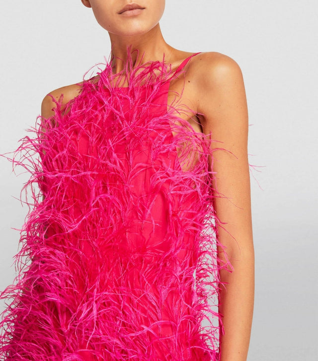 Cult Gaia - Cult Gaia Shannon Feather Dress Pink Size 8