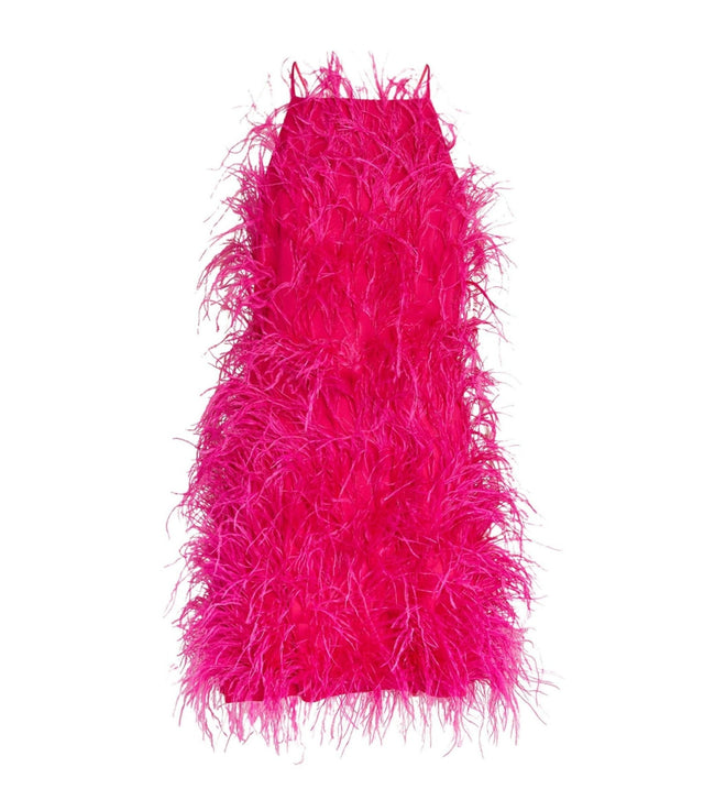 Cult Gaia - Cult Gaia Shannon Feather Dress Pink Size 8