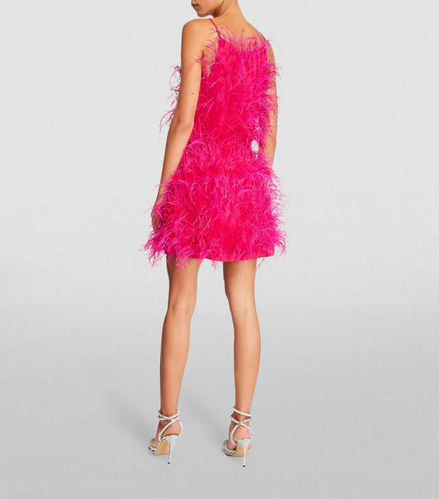 Cult Gaia - Cult Gaia Shannon Feather Dress Pink Size 8