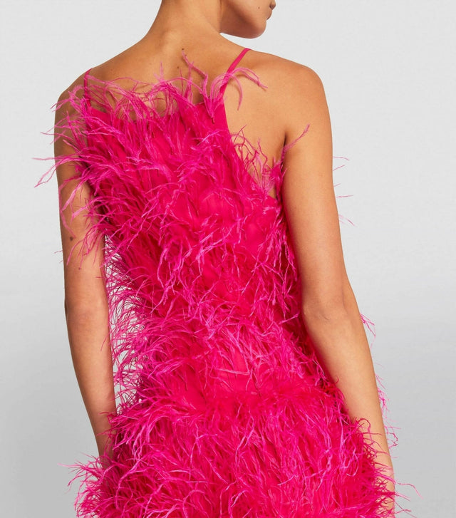 Cult Gaia - Cult Gaia Shannon Feather Dress Pink Size 8
