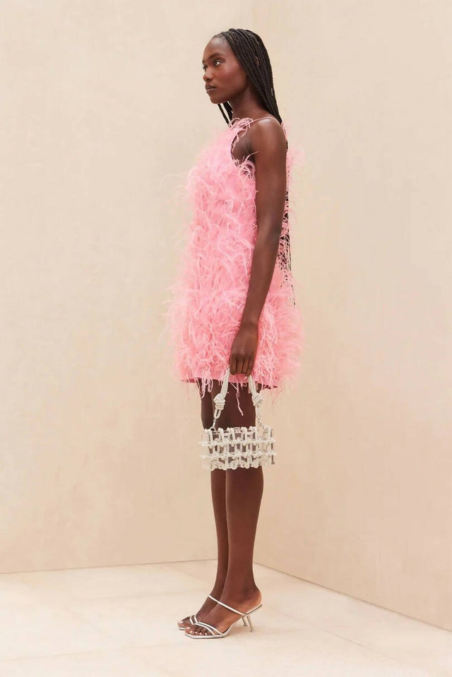 Cult Gaia - Cult Gaia Shannon Feather Dress Shell Pink