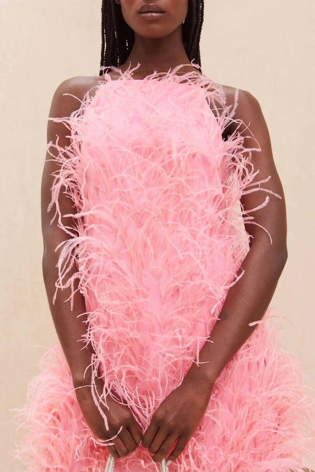 Cult Gaia - Cult Gaia Shannon Feather Dress Shell Pink