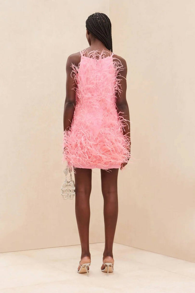 Cult Gaia - Cult Gaia Shannon Feather Dress Shell Pink