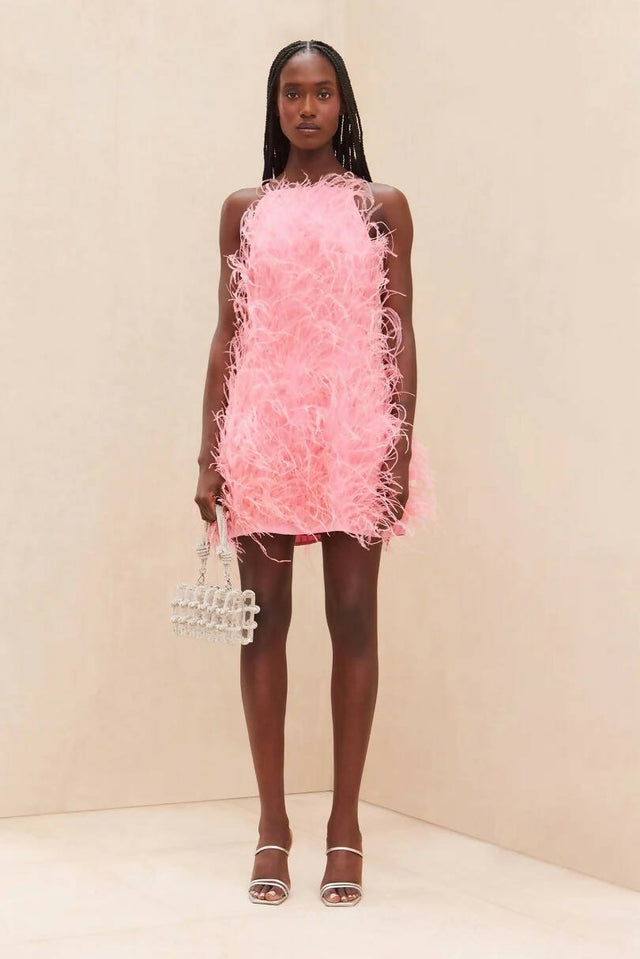Cult Gaia - Cult Gaia Shannon Feather Dress Shell Pink