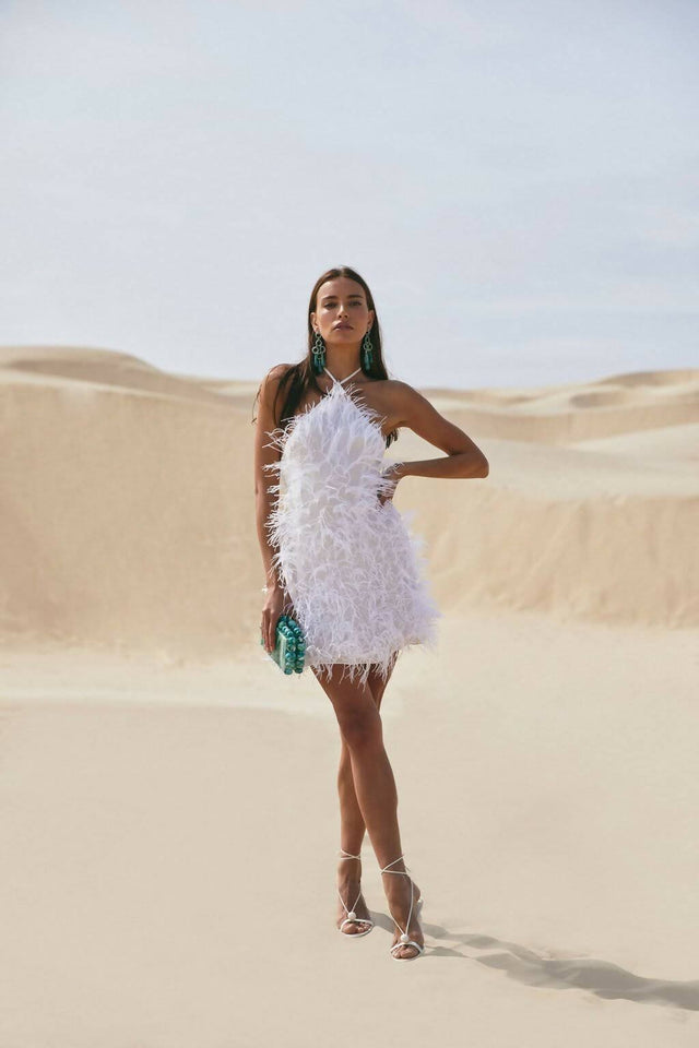 Talaesin Hayes - Cult Gaia Shannon Feather Dress White AU 6-8