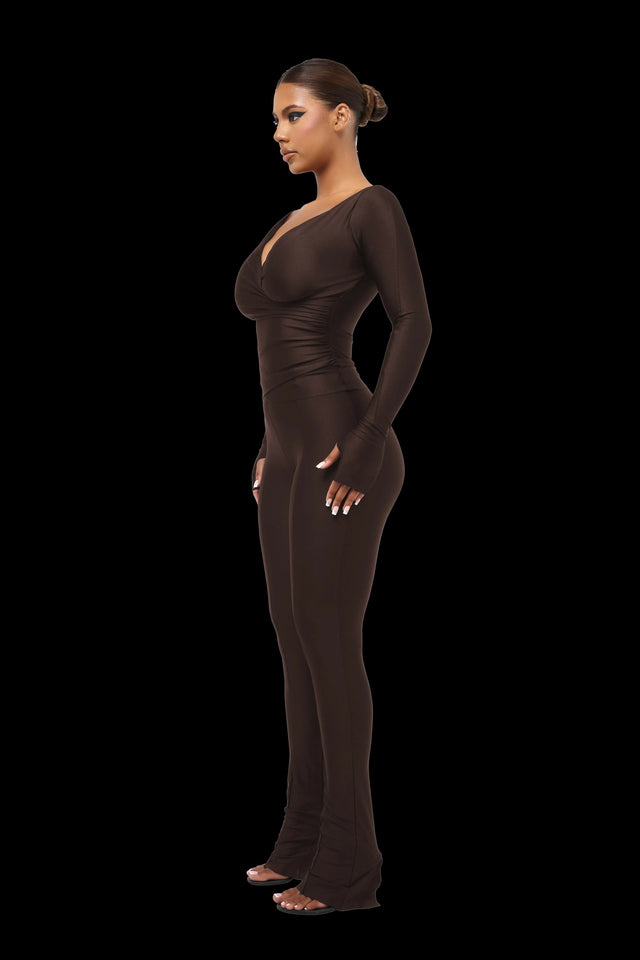 Cuocoo Lanai Long-Sleeved Top and Legging Set - Chocolate - 10 / Brown - Outfit Sets